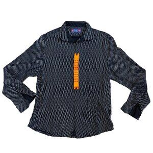 English Laundry Dress Shirt Mens Button Down XXL Black White Nautical Long Sleev